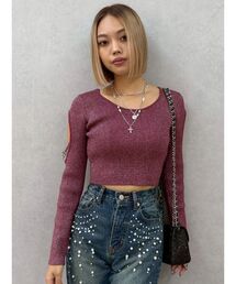 EVRIS | オープンアームラメチャームニットトップス(ニット/セーター)