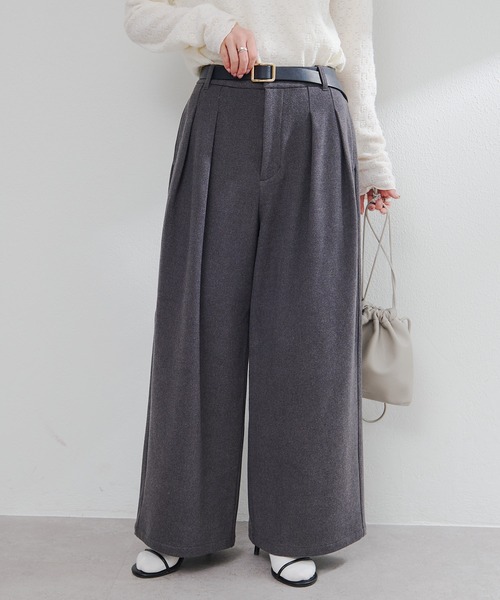 セール】ストレッチ起毛タックスラックスパンツ（スラックス）｜PUAL