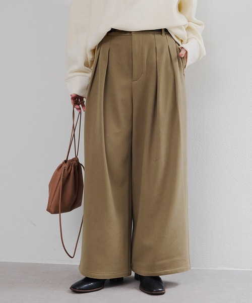 セール】ストレッチ起毛タックスラックスパンツ（スラックス）｜PUAL