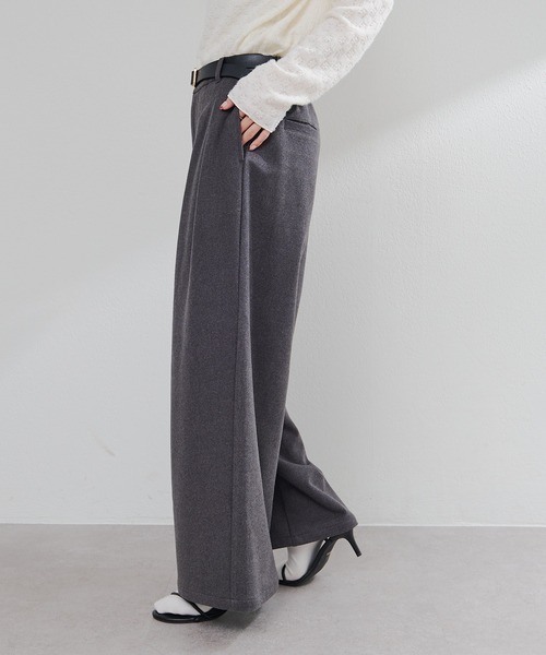 セール】ストレッチ起毛タックスラックスパンツ（スラックス）｜PUAL