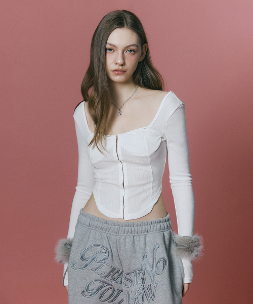 PLEASENOFOLLOW(プリーズノーフォロー)の「Joan Corset Long Sleeve Top (White)(Tシャツ/カットソー・レディース・その他・FREE)」の2枚目の写真