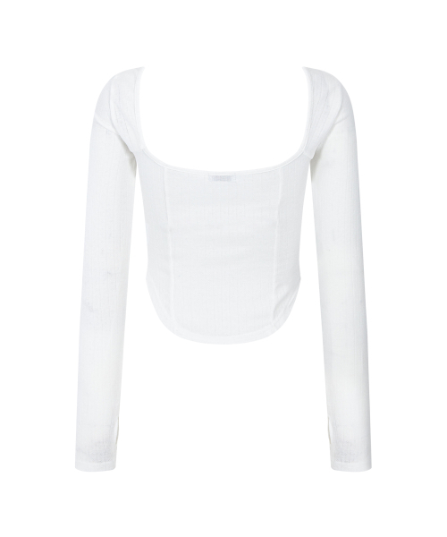 PLEASENOFOLLOW(プリーズノーフォロー)の「Joan Corset Long Sleeve Top (White)(Tシャツ/カットソー・レディース・その他・FREE)」の4枚目の写真