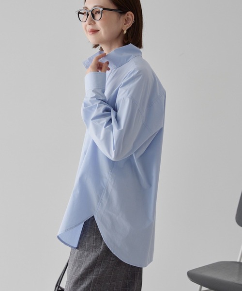 AMERICAN HOLIC(アメリカンホリック)の「イージーケアハイネックシャツ(シャツ/ブラウス・レディース・オフホワイト/サックスブルー・M/L)」の13枚目の写真
