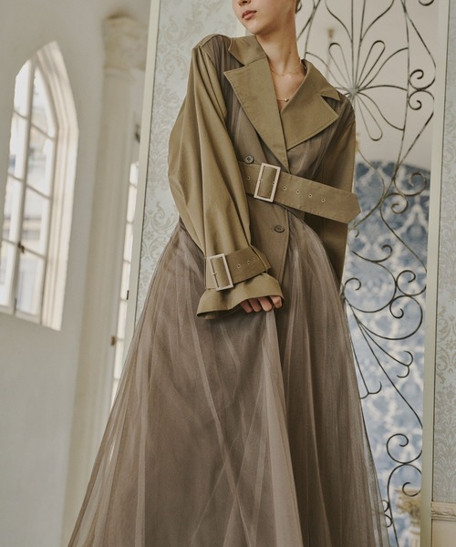 LA BELLE ETUDE（ラベルエチュード）の「ドレスチュールトレンチ（トレンチコート・レディース・ブラック/ライトベージュ/カーキ・0/1）」の18枚目の写真