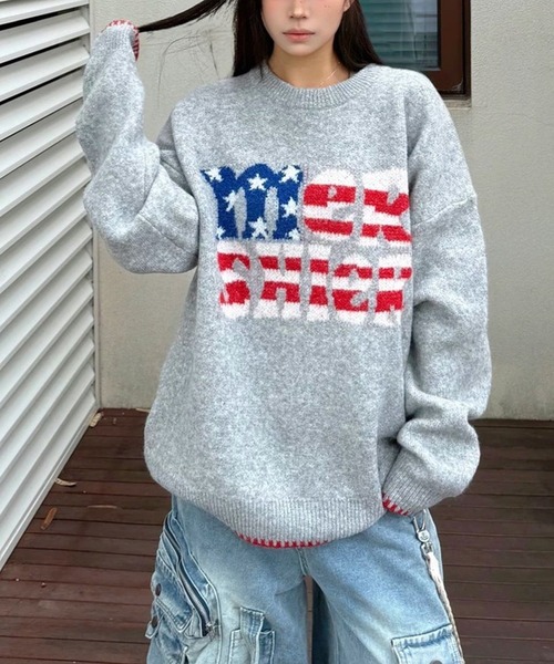 inst.ALL(インストール)の「アメリカンロゴニットプルオーバー(ニット/セーター・レディース・グレー/ネイビー・M)」の13枚目の写真