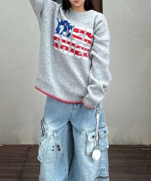 inst.ALL(インストール)の「アメリカンロゴニットプルオーバー(ニット/セーター・レディース・グレー/ネイビー・M)」の15枚目の写真