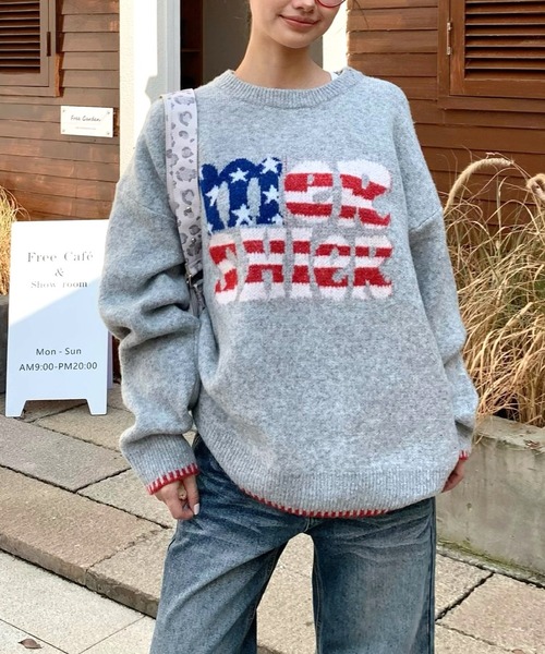 inst.ALL(インストール)の「アメリカンロゴニットプルオーバー(ニット/セーター・レディース・グレー/ネイビー・M)」の18枚目の写真