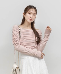 RANDA | 2WAYオフショルギャザーカットトップス(Tシャツ/カットソー)