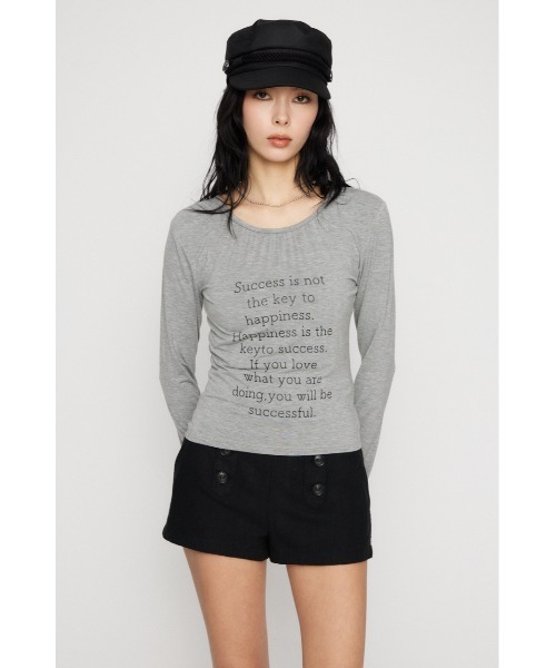 LAGUA GEM(ラグアジェム)の「NECK GATHER PRINT トップス(Tシャツ/カットソー・レディース・杢グレー/アイボリー/ブラック・FREE)」の14枚目の写真