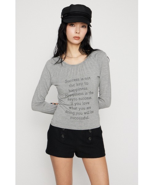 LAGUA GEM(ラグアジェム)の「NECK GATHER PRINT トップス(Tシャツ/カットソー・レディース・杢グレー/アイボリー/ブラック・FREE)」の15枚目の写真