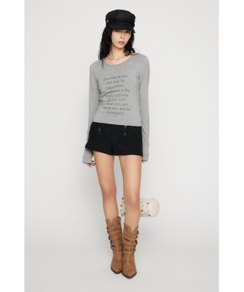 LAGUA GEM(ラグアジェム)の「NECK GATHER PRINT トップス(Tシャツ/カットソー・レディース・杢グレー/アイボリー/ブラック・FREE)」の16枚目の写真