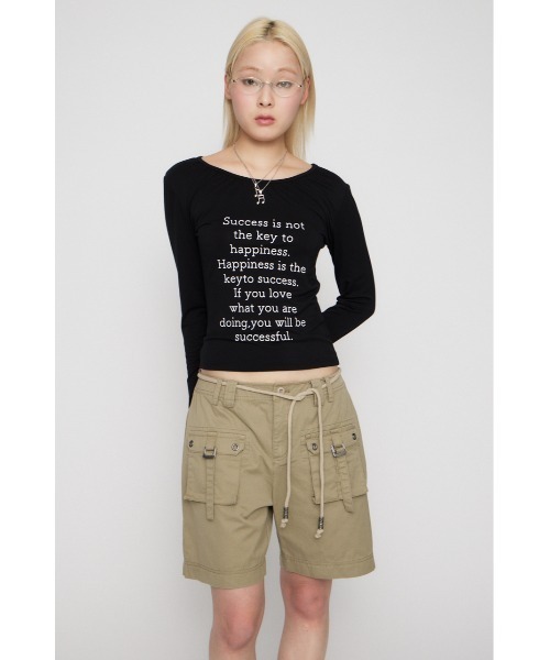 LAGUA GEM(ラグアジェム)の「NECK GATHER PRINT トップス(Tシャツ/カットソー・レディース・杢グレー/アイボリー/ブラック・FREE)」の19枚目の写真