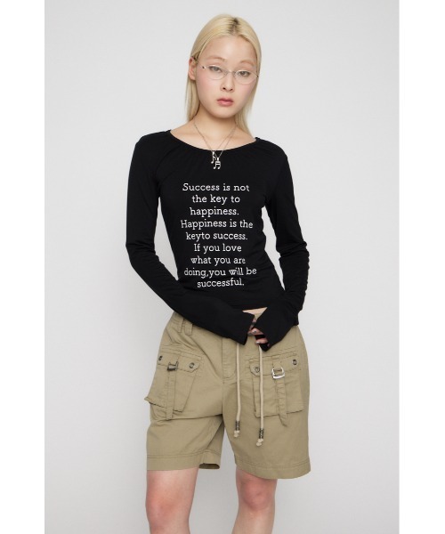 LAGUA GEM(ラグアジェム)の「NECK GATHER PRINT トップス(Tシャツ/カットソー・レディース・杢グレー/アイボリー/ブラック・FREE)」の20枚目の写真