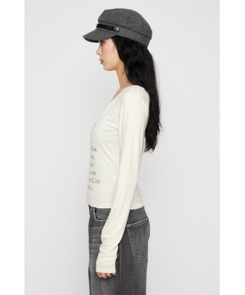 LAGUA GEM(ラグアジェム)の「NECK GATHER PRINT トップス(Tシャツ/カットソー・レディース・杢グレー/アイボリー/ブラック・FREE)」の11枚目の写真