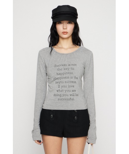 LAGUA GEM(ラグアジェム)の「NECK GATHER PRINT トップス(Tシャツ/カットソー・レディース・杢グレー/アイボリー/ブラック・FREE)」の13枚目の写真