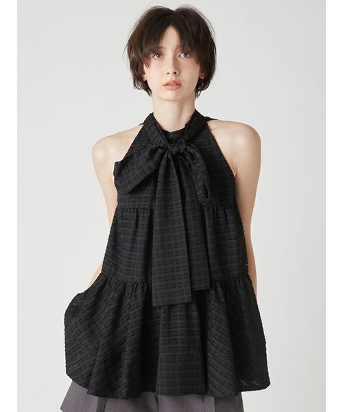 LILY BROWN（リリーブラウン）の「アメスリティアードブラウス（シャツ/ブラウス・レディース・アイボリー/ブラック/ライトブルー/イエロー/ブラウン・F）」の2枚目の写真