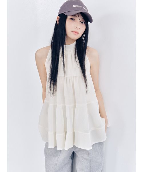 LILY BROWN（リリーブラウン）の「アメスリティアードブラウス（シャツ/ブラウス・レディース・アイボリー/ブラック/ライトブルー/イエロー/ブラウン・F）」の6枚目の写真