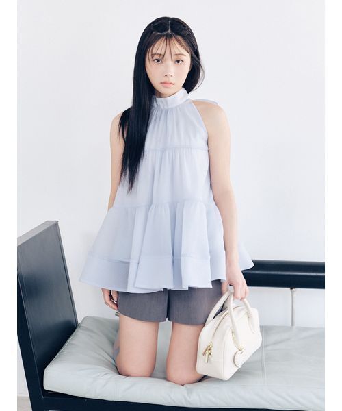 LILY BROWN（リリーブラウン）の「アメスリティアードブラウス（シャツ/ブラウス・レディース・アイボリー/ブラック/ライトブルー/イエロー/ブラウン・F）」の10枚目の写真