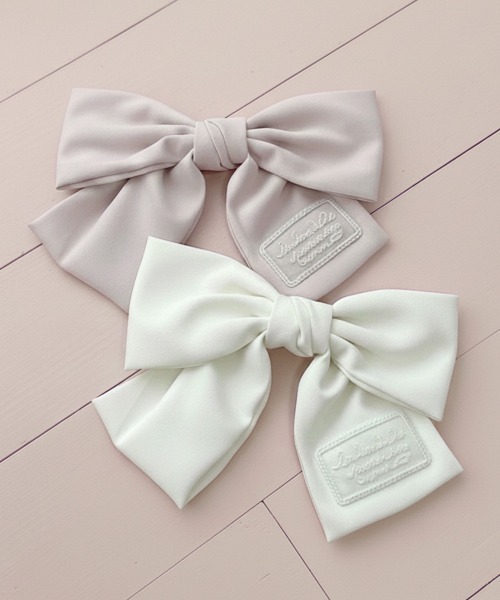 F i.n.t（フィント）の「レースタグ付きリボンバレッタ/fint フィント（バレッタ/ヘアクリップ・レディース・ライトピンク/オフホワイト・FREE）」の2枚目の写真