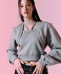 NOT KNOWING（ノットノーイング）の「Bolero Layered Sweat_Melange Grey（スウェット）」