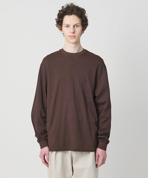 Yonetomi（ヨネトミ）の「【別注】＜YONETOMI＞ ボーダー クルーネック ロングスリーブ Tシャツ（Tシャツ/カットソー・メンズ・グレー系/ダークブラウン/ネイビー・1/2/3）」の2枚目の写真