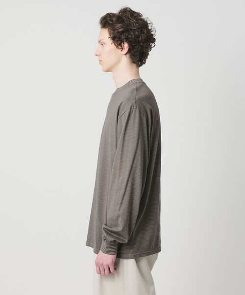 Yonetomi（ヨネトミ）の「【別注】＜YONETOMI＞ ボーダー クルーネック ロングスリーブ Tシャツ（Tシャツ/カットソー・メンズ・グレー系/ダークブラウン/ネイビー・1/2/3）」の20枚目の写真