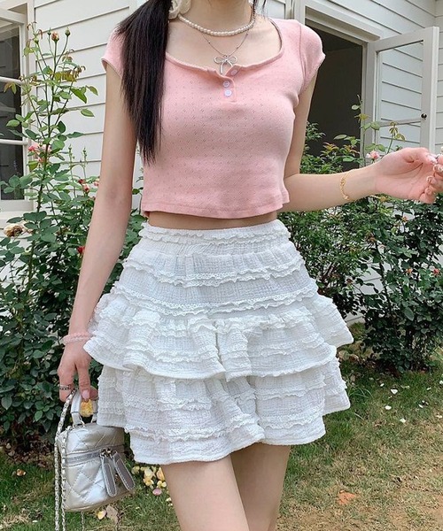 Nia(ニア)の「Nia(ニア)/レイヤード レースミニスカート(スカート・レディース・ブラック/アイボリー/ホワイト・SMALL/MEDIUM)」の12枚目の写真