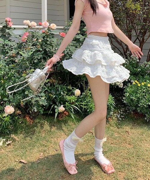 Nia(ニア)の「Nia(ニア)/レイヤード レースミニスカート(スカート・レディース・ブラック/アイボリー/ホワイト・SMALL/MEDIUM)」の7枚目の写真