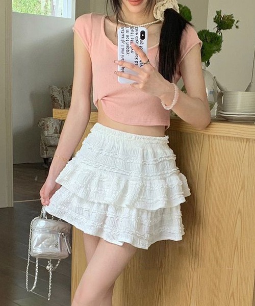 Nia(ニア)の「Nia(ニア)/レイヤード レースミニスカート(スカート・レディース・ブラック/アイボリー/ホワイト・SMALL/MEDIUM)」の13枚目の写真