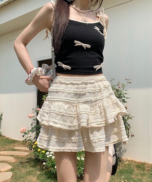 Nia(ニア)の「Nia(ニア)/レイヤード レースミニスカート(スカート・レディース・ブラック/アイボリー/ホワイト・SMALL/MEDIUM)」の18枚目の写真