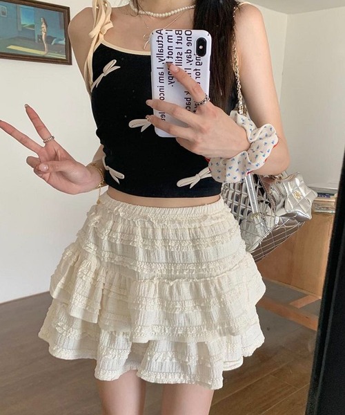 Nia(ニア)の「Nia(ニア)/レイヤード レースミニスカート(スカート・レディース・ブラック/アイボリー/ホワイト・SMALL/MEDIUM)」の19枚目の写真