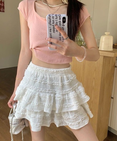 Nia(ニア)の「Nia(ニア)/レイヤード レースミニスカート(スカート・レディース・ブラック/アイボリー/ホワイト・SMALL/MEDIUM)」の10枚目の写真