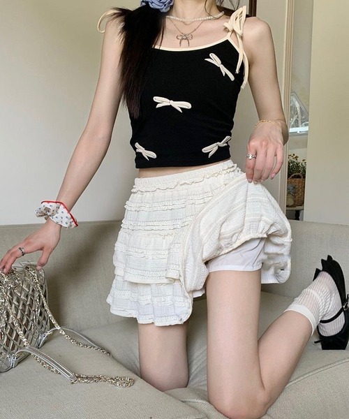 Nia(ニア)の「Nia(ニア)/レイヤード レースミニスカート(スカート・レディース・ブラック/アイボリー/ホワイト・SMALL/MEDIUM)」の16枚目の写真