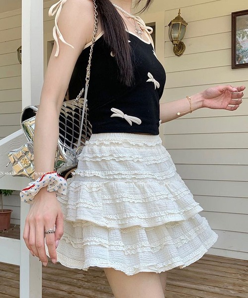 Nia(ニア)の「Nia(ニア)/レイヤード レースミニスカート(スカート・レディース・ブラック/アイボリー/ホワイト・SMALL/MEDIUM)」の17枚目の写真