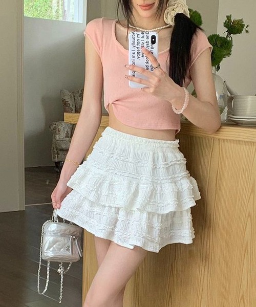 Nia(ニア)の「Nia(ニア)/レイヤード レースミニスカート(スカート・レディース・ブラック/アイボリー/ホワイト・SMALL/MEDIUM)」の5枚目の写真