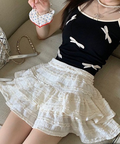 Nia(ニア)の「Nia(ニア)/レイヤード レースミニスカート(スカート・レディース・ブラック/アイボリー/ホワイト・SMALL/MEDIUM)」の22枚目の写真