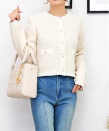 FUN（ファン）の「ラメツイードカーデ（カーディガン/ボレロ）」