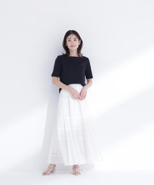 NATURAL BEAUTY BASIC(ナチュラルビューティーベーシック)の「<接触冷感>◇ベーシックTシャツ スクエアネック(Tシャツ/カットソー・レディース・ブラック/オフホワイト/グレー・FREE)」の11枚目の写真