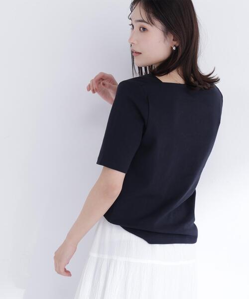 NATURAL BEAUTY BASIC(ナチュラルビューティーベーシック)の「<接触冷感>◇ベーシックTシャツ スクエアネック(Tシャツ/カットソー・レディース・ブラック/オフホワイト/グレー・FREE)」の14枚目の写真