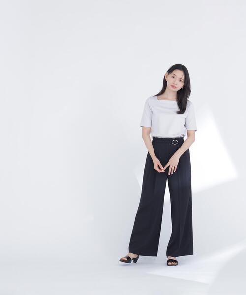 NATURAL BEAUTY BASIC(ナチュラルビューティーベーシック)の「<接触冷感>◇ベーシックTシャツ スクエアネック(Tシャツ/カットソー・レディース・ブラック/オフホワイト/グレー・FREE)」の19枚目の写真