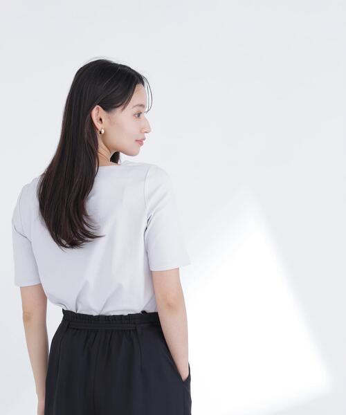 NATURAL BEAUTY BASIC(ナチュラルビューティーベーシック)の「<接触冷感>◇ベーシックTシャツ スクエアネック(Tシャツ/カットソー・レディース・ブラック/オフホワイト/グレー・FREE)」の22枚目の写真