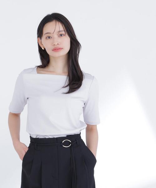 NATURAL BEAUTY BASIC(ナチュラルビューティーベーシック)の「<接触冷感>◇ベーシックTシャツ スクエアネック(Tシャツ/カットソー・レディース・ブラック/オフホワイト/グレー・FREE)」の19枚目の写真