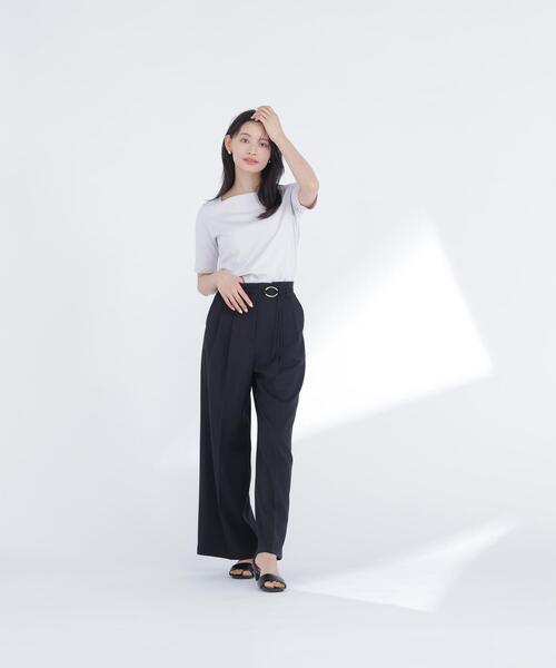 NATURAL BEAUTY BASIC(ナチュラルビューティーベーシック)の「<接触冷感>◇ベーシックTシャツ スクエアネック(Tシャツ/カットソー・レディース・ブラック/オフホワイト/グレー・FREE)」の20枚目の写真