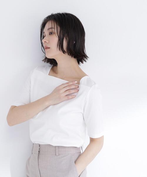NATURAL BEAUTY BASIC(ナチュラルビューティーベーシック)の「<接触冷感>◇ベーシックTシャツ スクエアネック(Tシャツ/カットソー・レディース・ブラック/オフホワイト/グレー・FREE)」の5枚目の写真