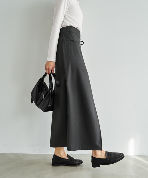 STYLE DELI（スタイルデリ）の「スタイリッシュラップスカート（スカート・レディース・ブラック/チャコールグレー・SMALL/MEDIUM）」の5枚目の写真