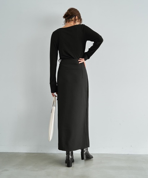 STYLE DELI（スタイルデリ）の「スタイリッシュラップスカート（スカート・レディース・ブラック/チャコールグレー・SMALL/MEDIUM）」の12枚目の写真