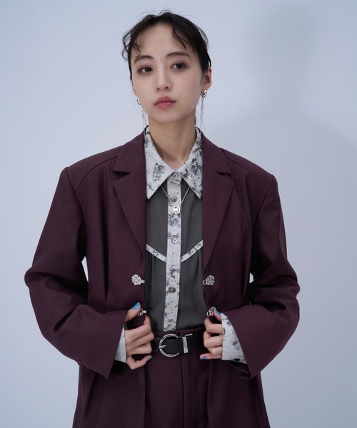 HARE（ハレ）の「チャイナカナグミドルジャケット(HARE)（テーラードジャケット・レディース・ブラック/ボルドー・FREE）」の20枚目の写真