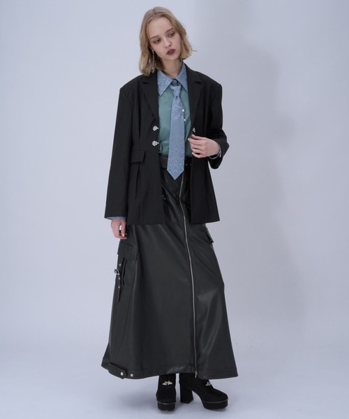 HARE（ハレ）の「チャイナカナグミドルジャケット(HARE)（テーラードジャケット・レディース・ブラック/ボルドー・FREE）」の5枚目の写真