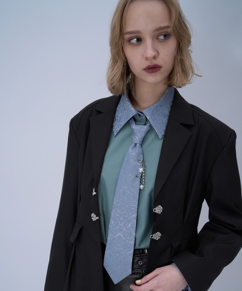 HARE（ハレ）の「チャイナカナグミドルジャケット(HARE)（テーラードジャケット・レディース・ブラック/ボルドー・FREE）」の13枚目の写真