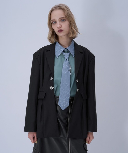 HARE（ハレ）の「チャイナカナグミドルジャケット(HARE)（テーラードジャケット・レディース・ブラック/ボルドー・FREE）」の14枚目の写真